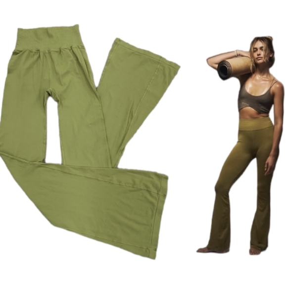 Free People Movement Good Karma Flare in Military Green NWOT - Picture 5 of 7